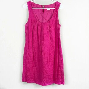 J. Crew Hot Pink Textured Shift Dress Size 6 Sleeveless 100% Cotton